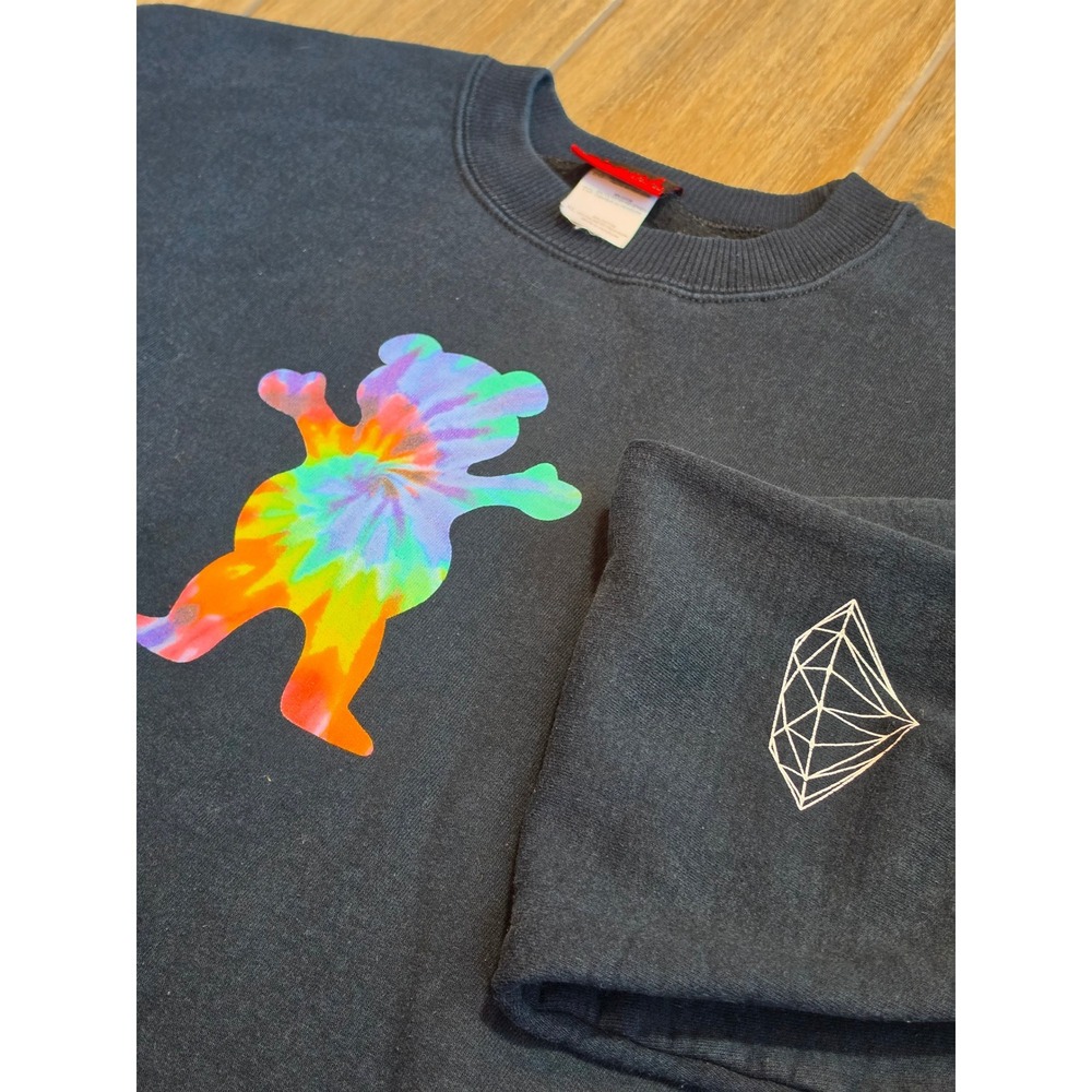 Diamond Supply Co Grizzly Tie Dye Bear Sweatshirt Mens XL Black Crewneck Top